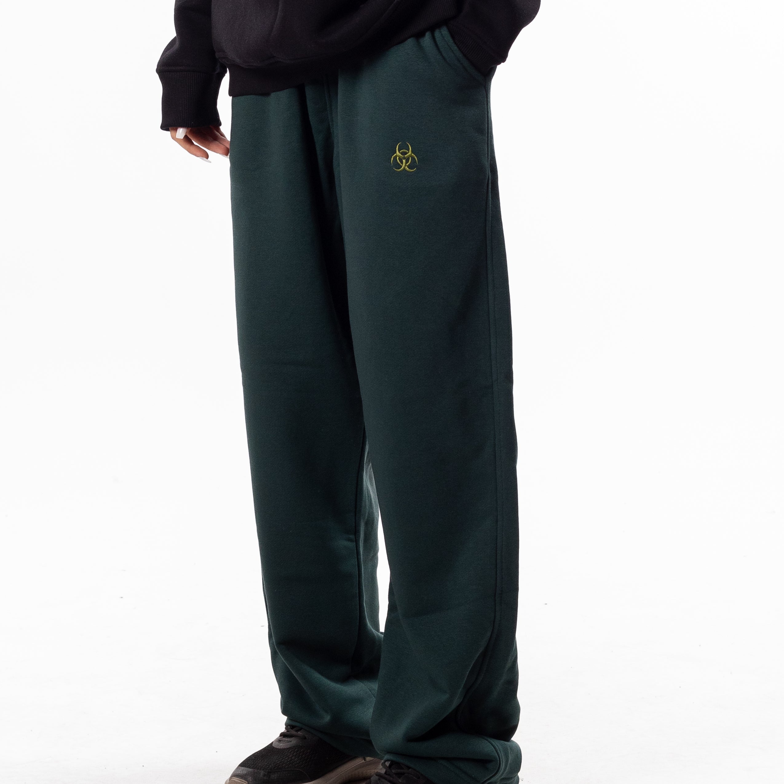 Dark Green Wide Leg Sweatpants