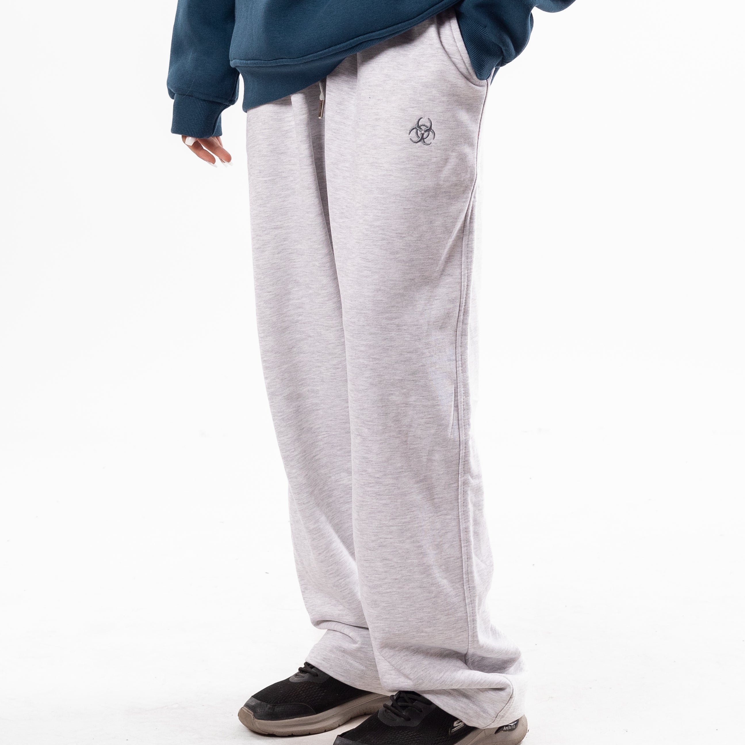 Silver Gray Wide Leg Sweatpants